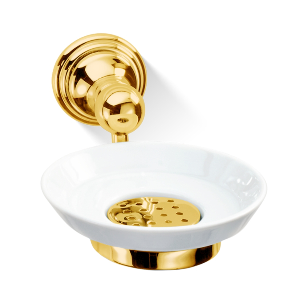 Držač sapuna za zidnu montažu, CLASSIC zlatni porcelanski, Decor Walther