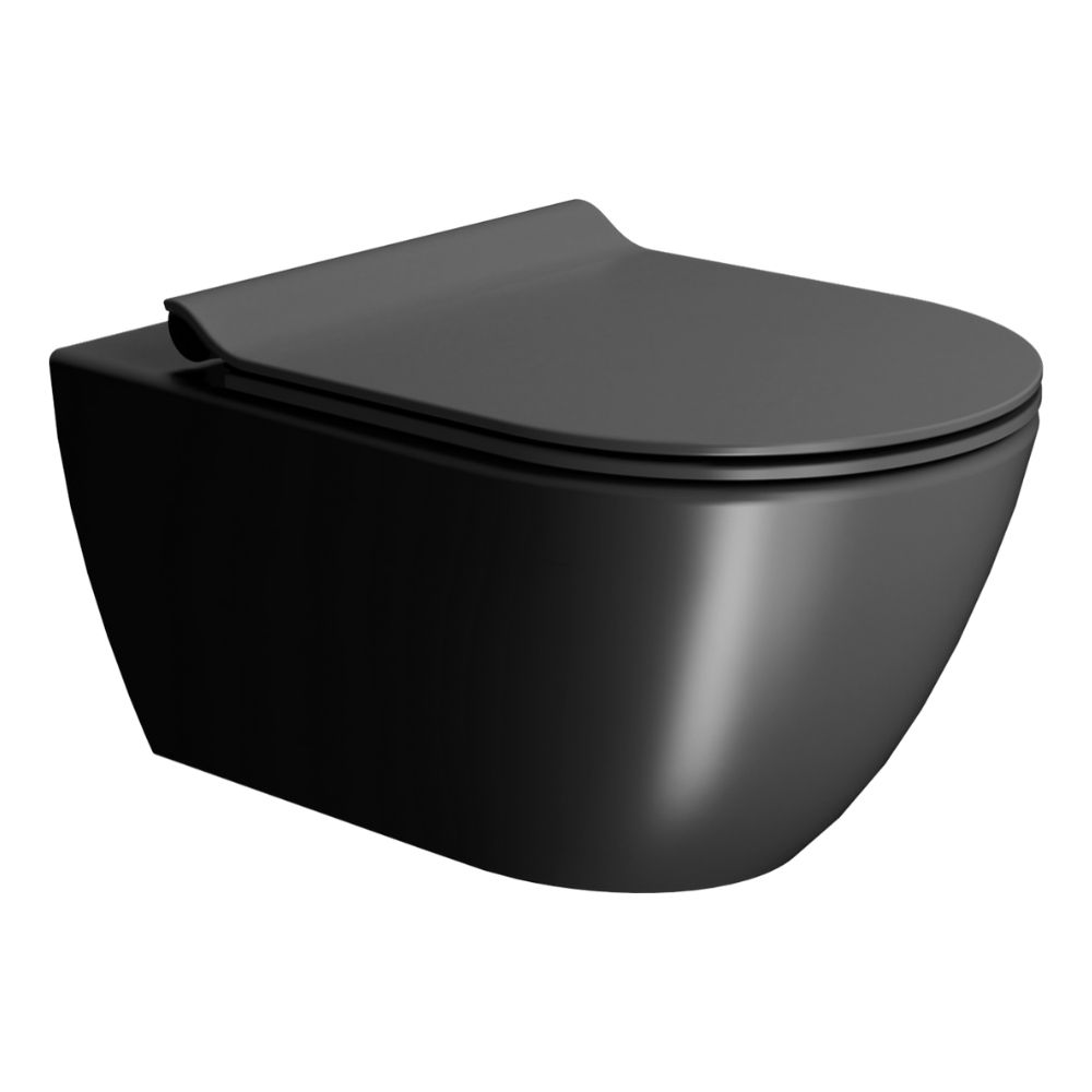 Crna konzolna WC šolja Pura, 55×36 cm, Swirlflush, GSI
