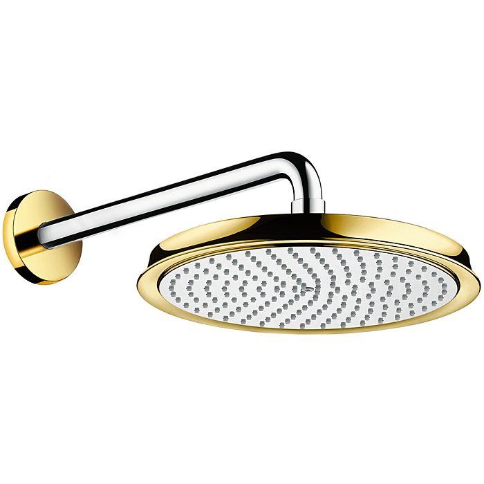 hansgrohe-Raindance-Classic-240-Air-overhead-shower-27424090,-chrome—gold,-o-240-mm,-wall-connection